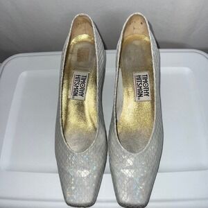Timothy Hitsman Freeport White Opal Snake Print Pumps Low Heel Women 8